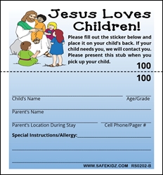 2-Part Stock "Jesus Loves Children" - Pack of 200 Blue 