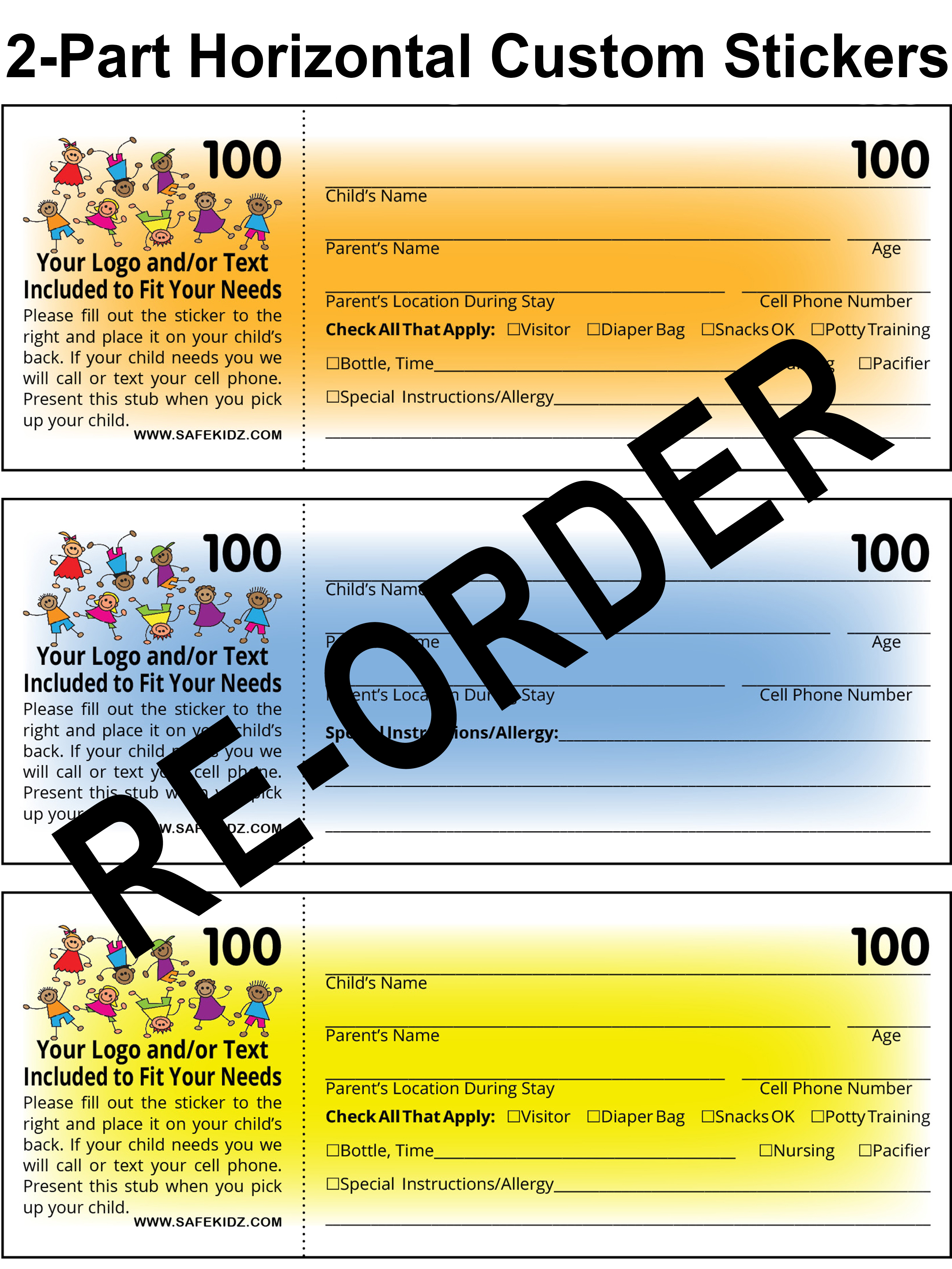 Re-Order Horizontal 27-Part Check-In & Security Stickers - Box of