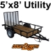 5' x 8' Utility, Single Axle with Gate (3,500 GVWR) - DTE58G29